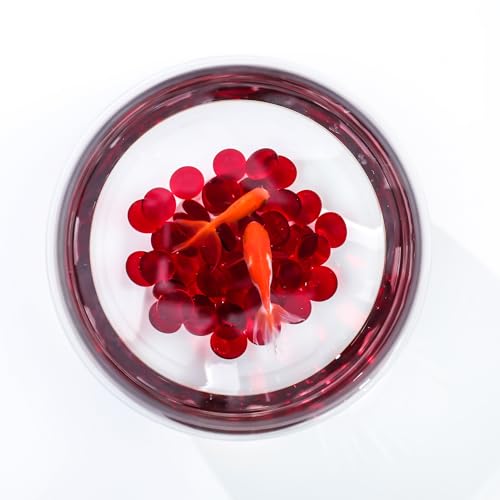 Image of CYS EXCEL Red Glass Gemstone Beads Vase Fillers (1 LB) Flat Marble Beads Multiple Color Choices Aquarium Decor Rocks Floral Stones Decorative Mosaic Glass Gem Pebbles (Approx 85-100 PCS)
