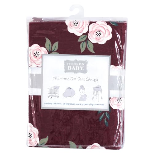 Image of Hudson Baby Unisex Baby Multi-use Car Seat Canopy, Burgundy Floral, One Size