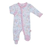 Magnetic Me Girls Modal Magnetic Baby Footie Pajamas | Silky Soft Modal Fabric | Pixie Pink Ruffle | 0-3 Months
