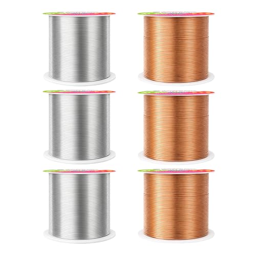 Image of Mandala Crafts 22 GA Copper Silver Tone Combo Anodized Aluminum Craft Wire | 450 FT, Colored, Flexible, Bendable for Bonsai Armature Sculpting Wire Wrapping Jewelry Making, Weather & Tarnish Resistant