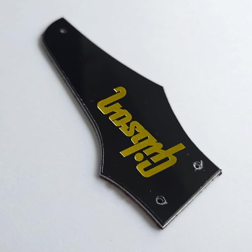 For Fit Gibson Firebird   Cubierta para barra de armadura no reversa dorada con el logotipo de guitarra, 3 capas, piezas de repuesto para guitarras eléctricas negras