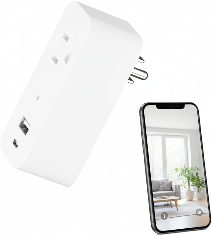 Wireless Plug 1080p Camera Smart Power Strip Support App Remote & Local Storage Suitable for Pet Monitor Built-in 32G Memory Card (No Audio)