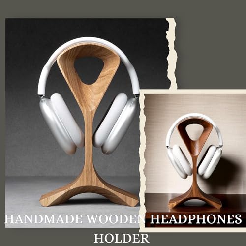 Image of inchHandcrafted Wooden Headphone Stand | Natural Finish Headset Holder for Desk, Gaming Setup & Office | Universal Wooden Headphone Hanger inch