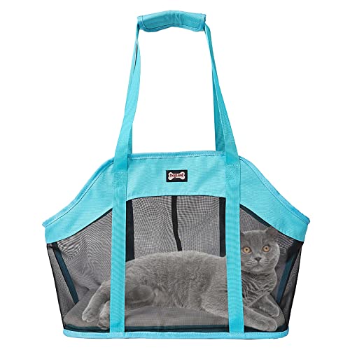 PETCUTE Trasportino Per Gatti E Cani Piccoli – Borsa Portatile Impermeabile Con Cuscinetto Lavabile, Gancio Di Sicurezza E Tracolla Regolabile (Taglia M O L)