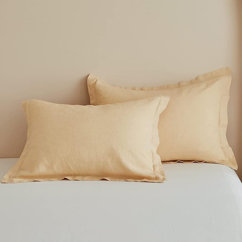 Rajasthan Crafts Set of 2 Pieces Pillow Covers, Solid Color Pillow Cover Soft Micro Fabric Shrinkage and Fade Resistant (18x28 Inches, Beige)