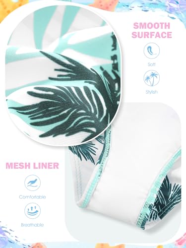 Image of 3 Pieces Girls Swimsuits Bikini Set Tropical Print Bikini Set Criss Cross Bathing Suit with Cover Up Skirt for Kids