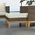 Outsunny Wooden Patio Furniture Set with Thick Padded Cushions, 5-Piece PE Rattan Sectional Sofa with Acacia Wood Top Coffee Table, Outdoor Conversation Set, Cream White