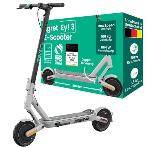 Egret Ey! 3 E-Scooter faltbar 30 km Reichweite 100kg Zuladung