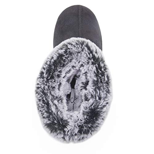 Jessica Simpson Women's and Girls Microsuede Super Soft Bootie Slippers with Indoor Outdoor Sole- Mommy & Me Set Options3