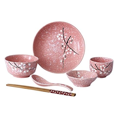 BESTonZON Villa Table - Juego de vajilla de cerámica japonesa en rosa Cover
