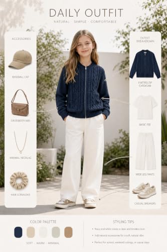 Image of GRACE KARIN Girls Knit Cardigan Sweater Zip Long Sleeve Kids School Uniform Fall Jacket Size 6-14