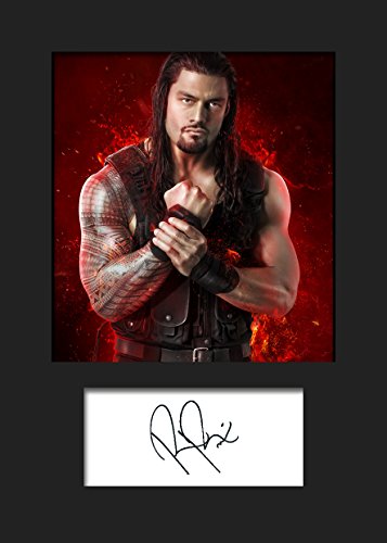 FRAME SMART Roman Reigns WWE | Foto montada, reimpresión de Firma | Tamaño A5 para Marcos de 6x8 Pulgadas | Máquina Cortada | Exhibición de la Foto | Presente, Regalo, Coleccionable