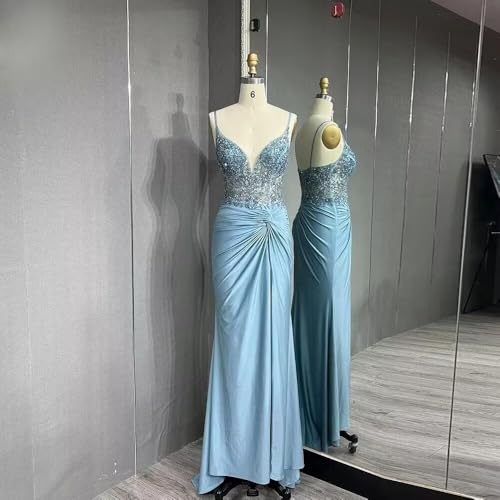 Lace Applique Prom Dresses for Teens Spaghetti Straps Mermaid Formal Dress V Neck Bridesmaid Dresses4