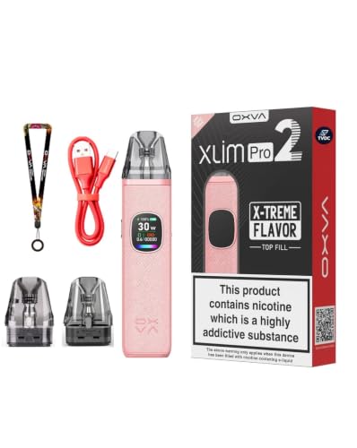 Xlim Pro 2 Pod Kit for Oxva Pods 1300mAh Battery 2A Fast Charging Stunning 0.56-inch Ultra-HD Color Screen Vivid Visuals and Easy Navigation (Kits Coral Pink)