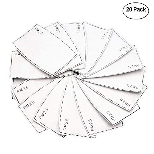 ZWZCYZ Adult 5 Layers PM2.5 N95 Activated Carbon Filter Insert Protective Filter Media Insert (Adult Filters(20pcs), White)
