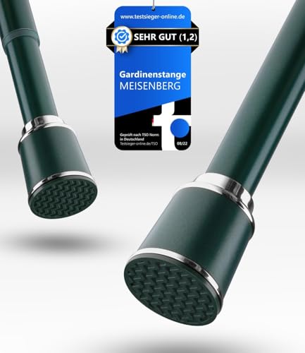 MEISENBERG Teleskopstange 87-120 cm Ø32mm, Grün – Gardinenstange ohne Bohren, Klemmstange Ausziehbar, Vorhangstange zum Klemmen – Ideal für Vorhang & Gardinen