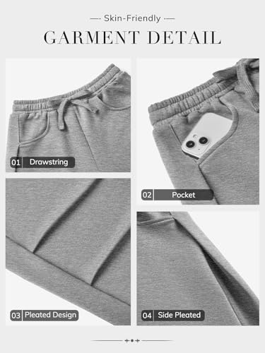 ATHMILE Womens Wide Leg Grey Sweatpants Baggy Y2K Cargo Pants Drawstring Waist Lounge Joggers Fashion Teen Girl Clothes