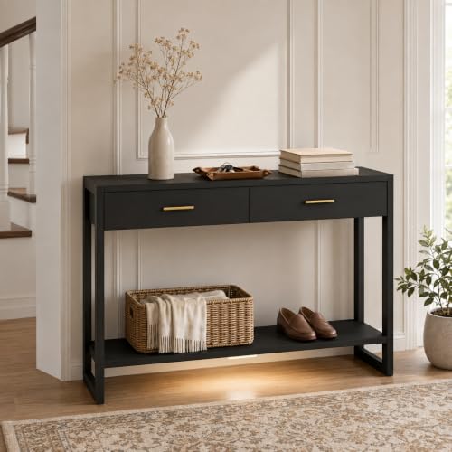 Image of 41.3 inch Modern Entryway Console Table with Foot-Sensor Light, Black