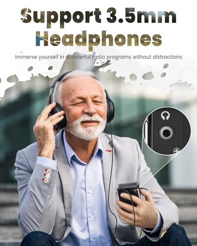 Image of PRUNUS Portable Radio AM FM with Rechargeable Battery, Earphone Jack, Handheld, Excellent Reception, Knob Easy to use, Tansistor, J-167