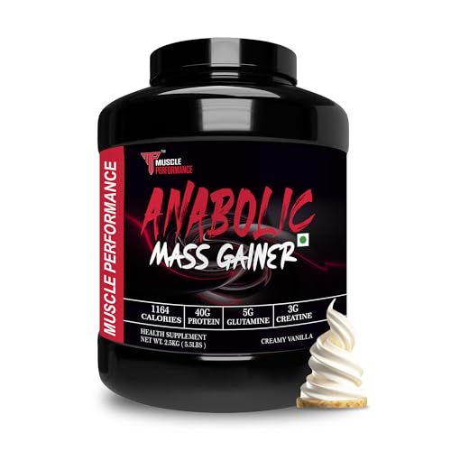 Image of Anabolic Mass Gainer 2.5kg Creamy Vanilla | High Protein & Carbs, Calorie Added Multi-Vitamins, Probiotics & Enzymes, Cereal Based Bulk Gainer