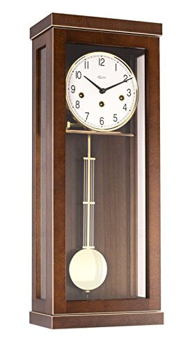 Hermle 70989-030141 progresywny zegar ścienny, 1 2 godz. uderzenie, orzech 57 cm x 22,5 cm x 13 cm