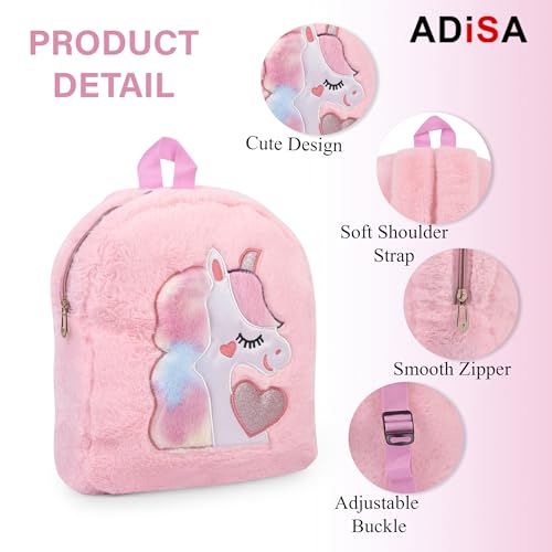 Image of ADISA Kids Backpack Toddler Bag Back Pack Plush Cartoon for Girls and Boys 1-5 Years