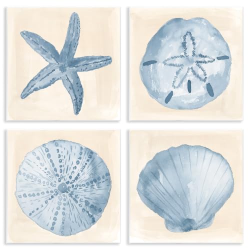 Stupell Industries 'Blue Varied Seashell Marine Life'| 4pc Wall Plaque Set
