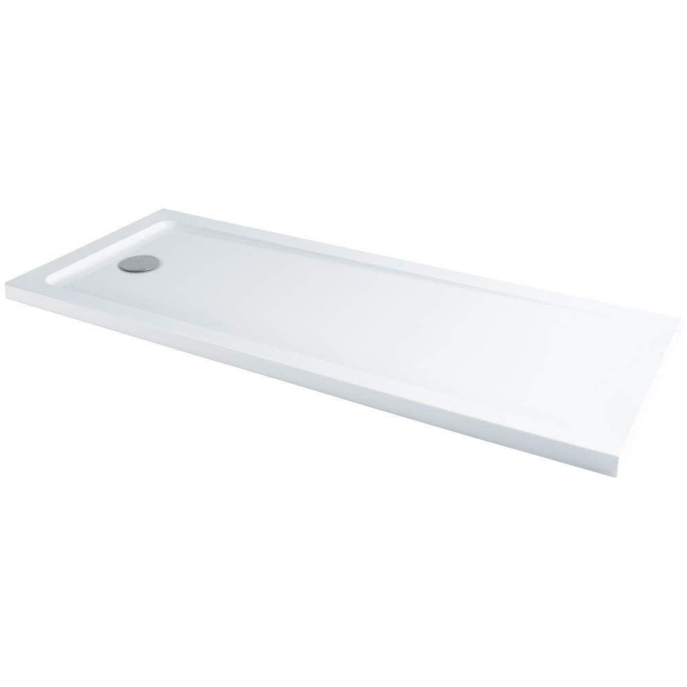 Milano White Lithic Low Profile Rectangular Shower Tray - 1700Mm X 700Mm