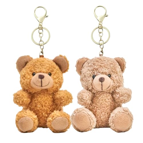 Auroriel 2 Piezas Llavero de Oso de Peluche Rosa/Blanco – Suave para Bolsa, Mochila, Auto, Regalo, Niña, Adolescente, Día de San Valentín, Cumpleaños, Regreso a Clases (M