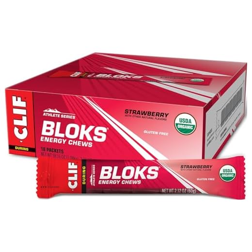 CLIF BLOKS - Energy Chews - Strawberry- Non-GMO - Plant Based Food - Fast Fuel for Cycling and Running-Workout Snack (2.1 Ounce Packet, 18 Count) - (Assortment May Vary)