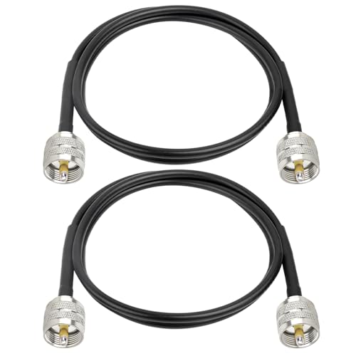 XRDS -RF RG58 Coax CB Cable 3FT-2PCS, 50 Ohm with PL-259 UHF Male Connectors – Flexible &amp; Durable Coaxial Cable for CB Radio, Ham Radio, Antenna, SWR Meter, SDR