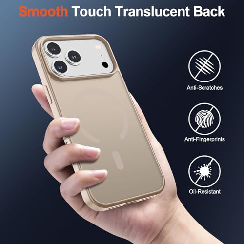 Image of SUPFINE Magnetic for iPhone 17 Pro Max Case (Compatible with MagSafe)(Military Grade Drop Protection) Translucent Matte Shockproof with Anti-Fingerprint Phone Cover,Desert Gold