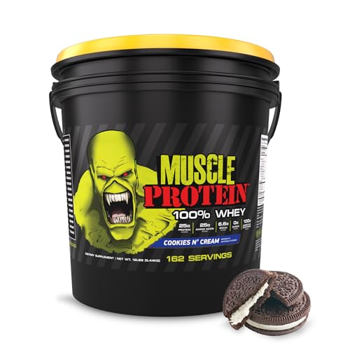 COLOSSAL LABS Muscle Whey Protein Flavored Protein Powder, 25,000mg Amino Acids/Serving, Cold Filtered(Packaging May Vary) (12 Pound (Bucket), Cookies & Cream)