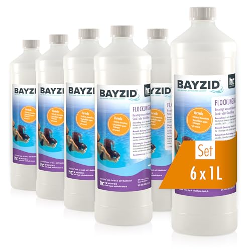Höfer Chemie BAYZID® 6 litres (6 x 1 L) Floculant Liquide pour Piscine - Clarifiant Ultra - Efficace pour Eau Limpide, Compatible Filtres à Sable, Fabriqué...