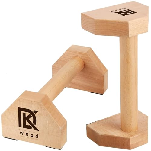 DK WOOD Push Up Bar Calisthenics Equipment, Solid Wood Parallettes Bars for Floor Use, Perfect Pushup Bar and Handstand Push Up Handles for Men and Women
