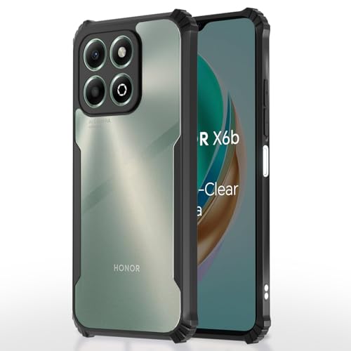 Image of Pikkme Crystal Clear Transparent Back Cover | Ultra Hyrbid | Full Camera Protection | Raised Edge | Bumper Case for Honor X6b (Black)