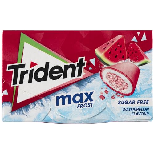 Miniatura 4 de Trident Max Frost Watermelon - Chicles sin Azúcar con Sabor a Sandía - Paquete de 16 Envases de 20 g