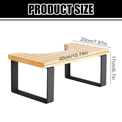 TOATELU Toilettenhocker Erwachsene Eisen-Holz: 40×20×17cm Kombination WC Hocker, Bambus Toilettenhocker, Klohocker, für Badezimmer, stabile Konstruktion, komfortable Nutzung, pflegeleicht, Bambusfarbe