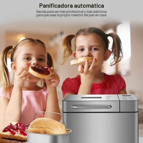 Máquina para hacer pan con dispensador de frutos secos – 17 menús preestablecidos y temporizador de 15 horas para trigo integral, pan francés, mermelada, yogur, pastel y arroz pegajoso