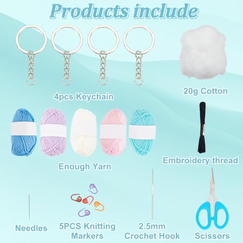 ORIGACH Crochet Kit for Beginner Adults 4 Pcs DIY Sleeping Seal Starter Crochet Kit - Image 2