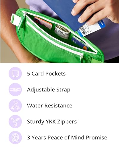 Image of Vantamo Money Belt with RFID For Men & Women, Hidden Passport Holder for Travel, 2 Compartment Travel Fanny Pack for Women Anti Theft