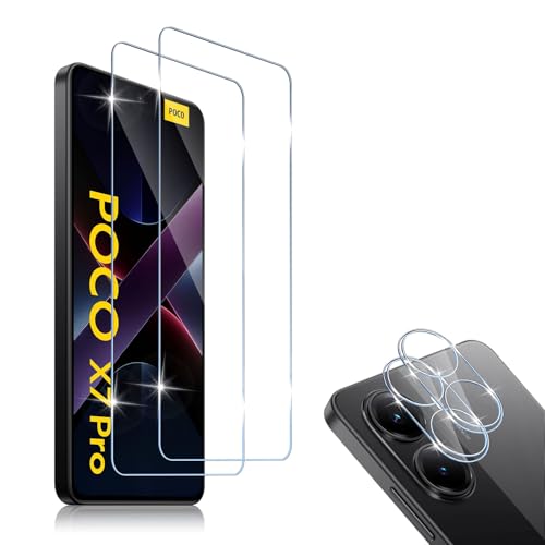 Screen Protector Compatibile con Xiaomi POCO X7 Pro 2 Pezzi Vetro Temperato + 2 Pellicola Fotocamera Senza Bolle Anti Graffio 9H Durezza Protettiva +