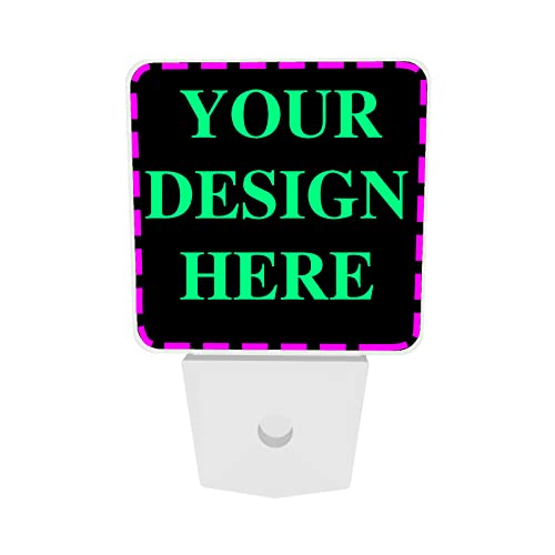 Image of Personalized Lamp 2 Set Custom LED Plug-in Night Light with 2 Different Pictures Photos, Text Auto Sensor Text Nightlights for Bedroom Bathroom Decor Gifts