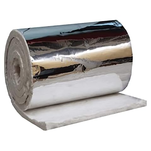 SIMOND STORE Ceramic Fiber Blanket with Aluminum Foil Facing - 6# Density - 1/2" x 24" x 6.20' - 2400F High Temperature Insulation Blanket for Stove Furnace Forge Kiln Fireplace Welding Soldering HVAC Cover