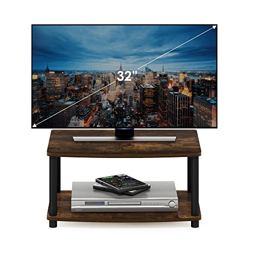 Image of Furinno Turn-N-Tube TV Riser Stand, 2-Tier Small Elevated No Tools TV Stand, Console for TV up to 32 inch, 15.8 x 23.8 x 11, for Living Room, Bedroom, Amber Pine