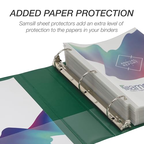Image of Samsill Durable 2 inch 3 Ring Binder, D Ring Binder, 100% Recycled Chipboard, Green, 12 Pack