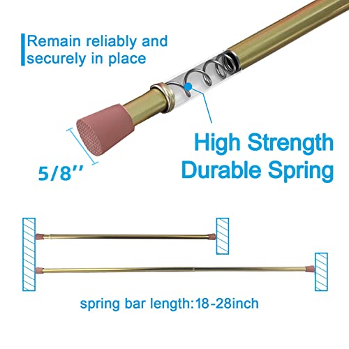 Kowibcl Curtain Rod Adjustable Length, Spring Tension Curtain Rods For Kitchen, Bathroom,Window, (Brass - 2Pcs,18" To 28") #TOP1
