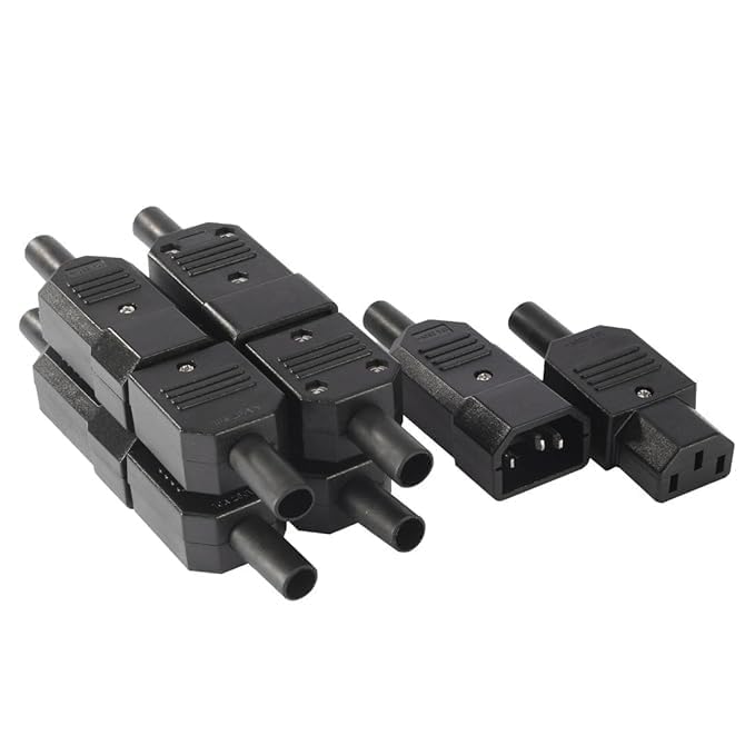 AC250V 10A 3 Pins Terminals Panel Mount IEC C14 Male + C13 Female Inline Adapter Plug Power Socket Connectors (Pair of 5)-picture-21
