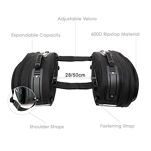 Alforjas laterales para motocicleta Niche, 58 L expandibles, impermeables, con cubierta para lluvia fluorescente y franjas reflectantes, compatibles universalmente con motos deportivas y de carretera (NMO-2206) miniatura 4