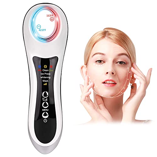 Facial Massager, Hot and Cold Vibration Skin Care Beauty Device Portable Ion Skin Toning Machine for Anti-Wrinkle,Deep Cleaning,Skin Calm